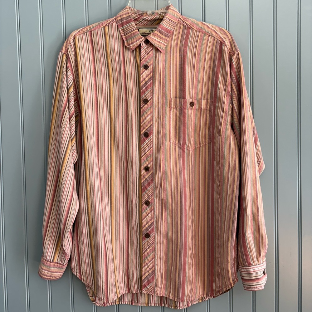 Tommy Bahama Multicolored Silk Long Sleeve Dress Shgirt Size Medium